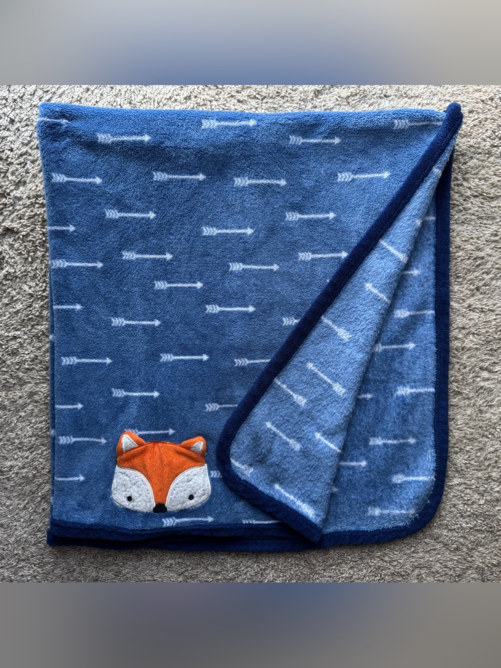 Parents Choice Baby Blanket Blue Fox Arrow Plush 30x40 Security Blanket
